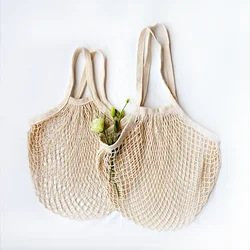 NEW Fruit Vegetables Shopping Storage Bags Mesh Net Woven Cotton Shoulder Bag For Kitchen