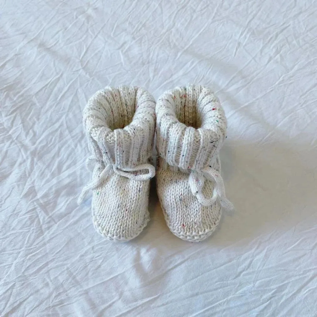Custom baby speckled knit sprinkled cotton knitted newborn shoes toddler baby knit booties