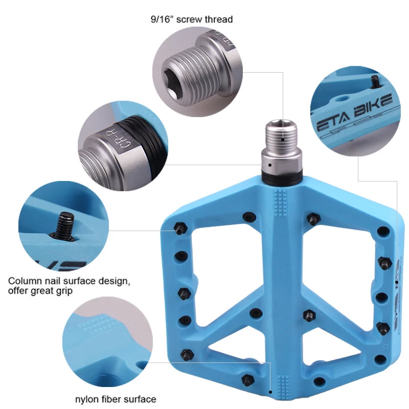 Велосипедные запчасти RTS аксессуары нейлоновые дорожные велосипедные педали для bmx Mtb с плоской платформой ультралегкие уплотнительные подшипники