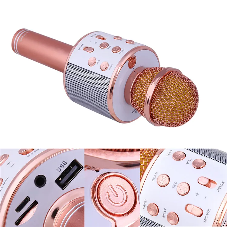  Ws858 Professional Microfonos Mic Magic Sing Led Kid Portable Speaker Ws 858 Wireless Karaoke Microphone For Home Party Ktv
