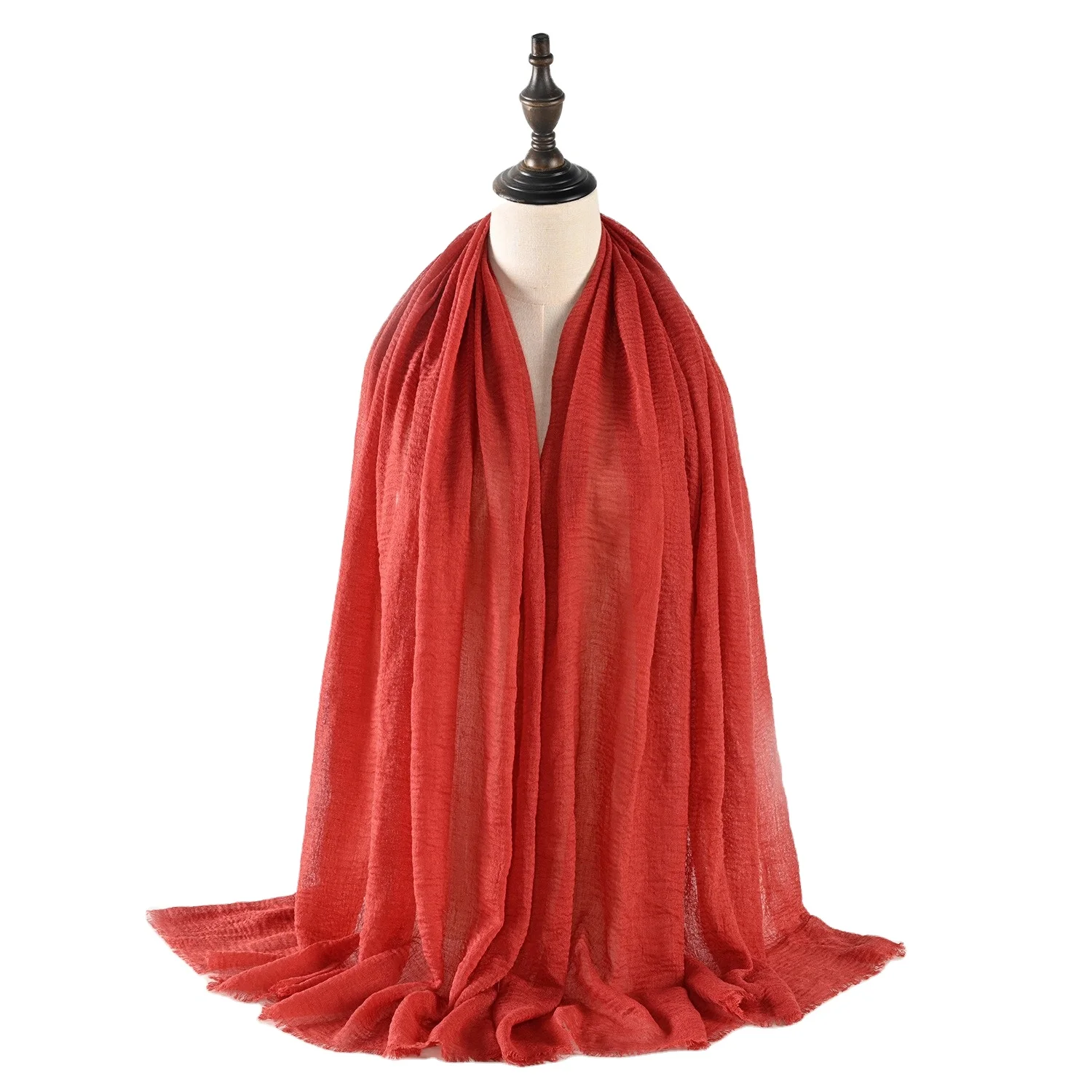 W0009 Wholesale Cheap Linen Cottons Head Scarves Candy Color Hijab 90*180cm Latest Crinkle Women Light weight Cotton Hijab Scarf