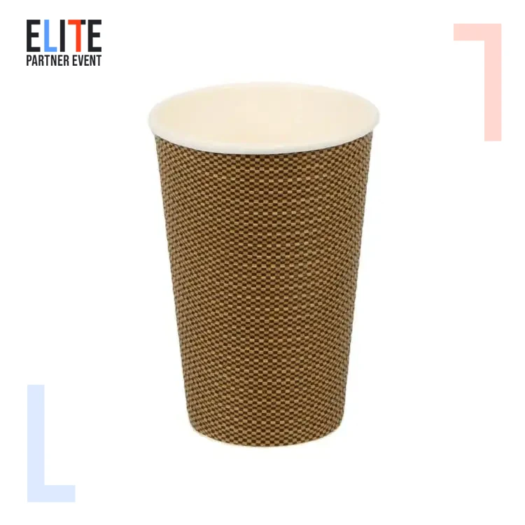 Hot Sale 16oz Double PE Coated Craft Paper Cups Disposable for Hot Coffee Beverages Tea Food Packaging Stamped Design