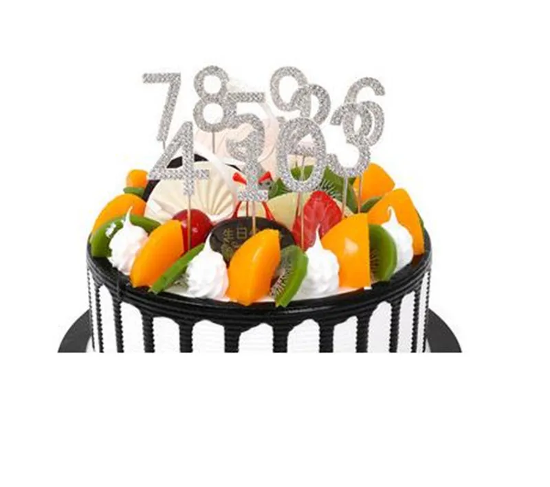 Baking Cake Decoration Bling Diamond Inserted Crystal Digital Crown Plugin for Birthday Party Dessert Dressing Plugin