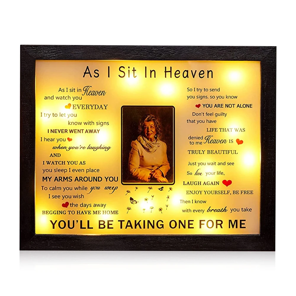 Sympathy Gift 8 x 10 LED Memorial Shadow Box Picture Frame Memorial Gifts for Loss of Loved One Photo Frame with Led Light