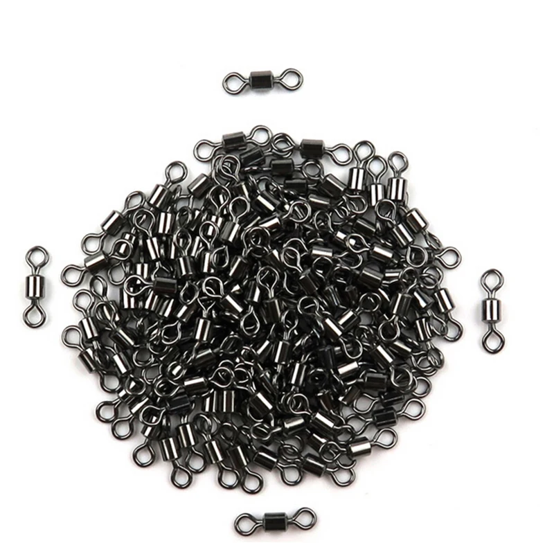 The China Fishing Shop Cheap Black Nickle Barrel Swivel Rolling Swivel Solid Rings Ball Bearing Carp Fishing