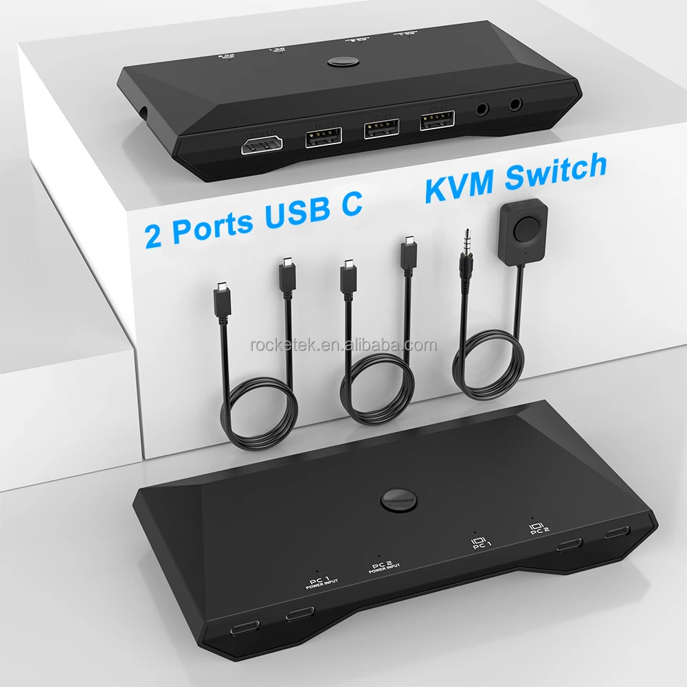 Full Function 2 Type c Kvm Extender Splitter 4K 60hz Multi Usb Port