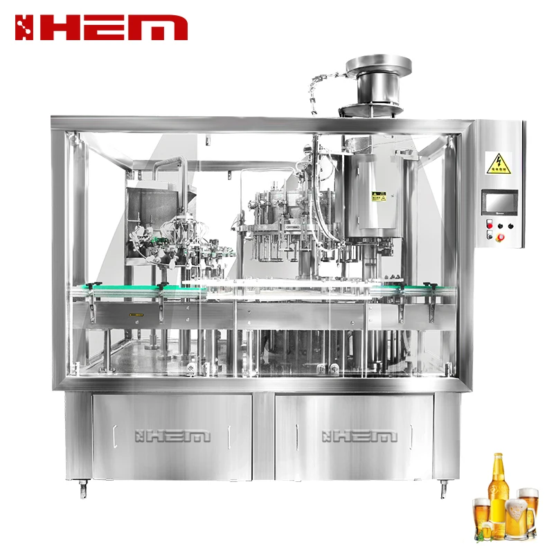 2000BPH beer filling machine bottle rinsing filling capping machine glass bottle filler