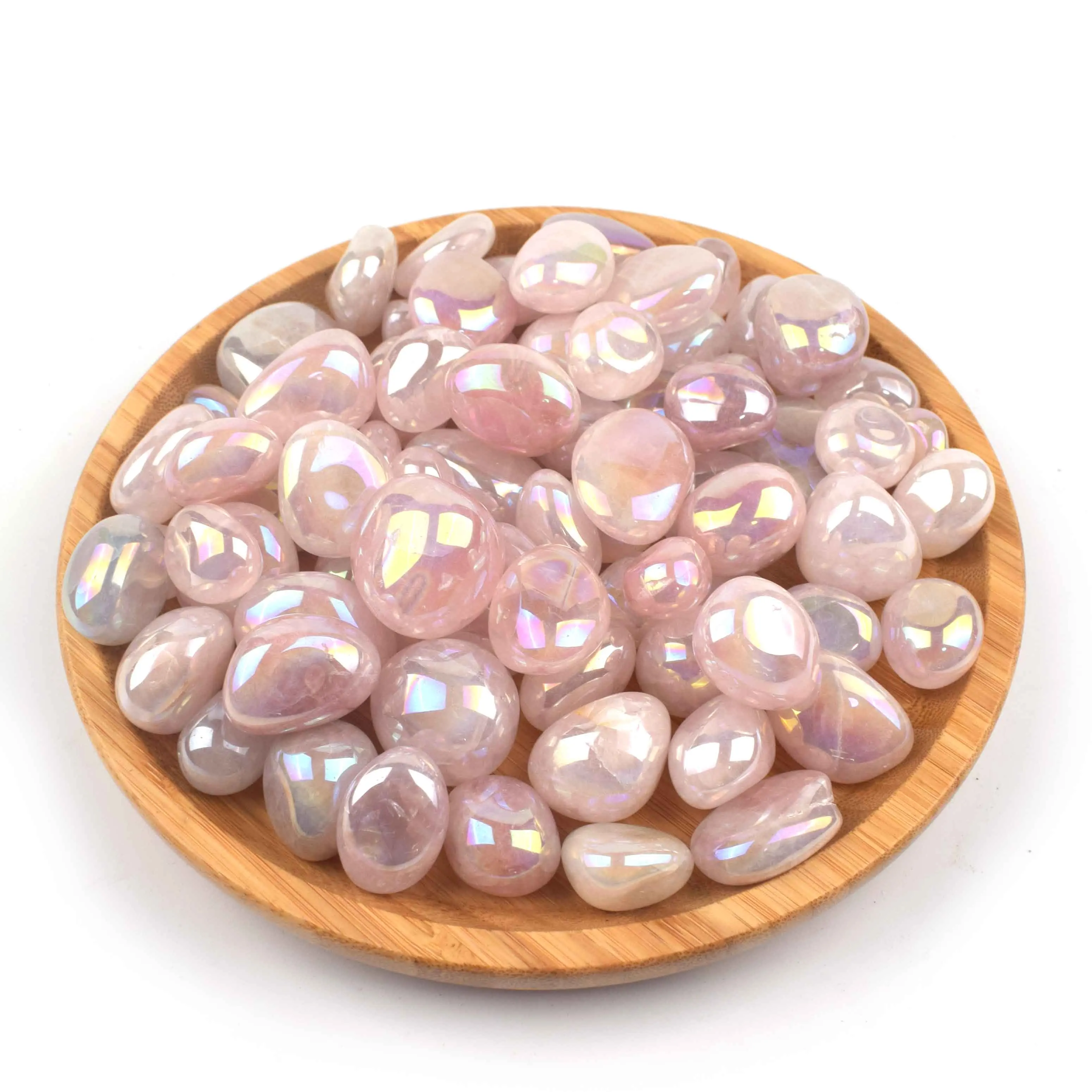 Wholesale Natural Crystals Angel Aura Rose Quartz Tumbled Stone Polished For Sale
