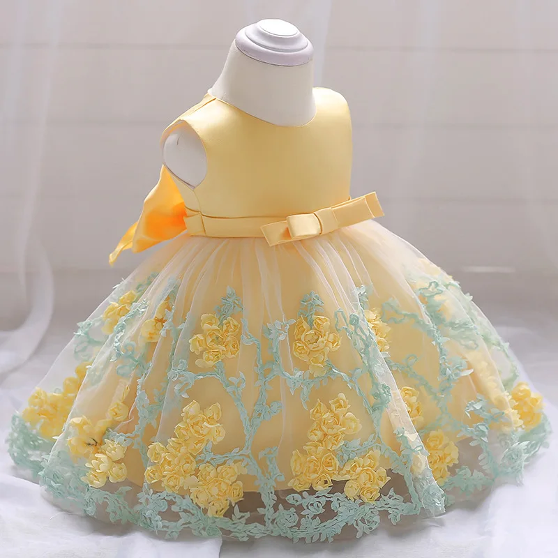 Baby Babyisms Dress Baby Girls Formal Party Dress One Year Old Baby Flower Sleeveless Princess Dress