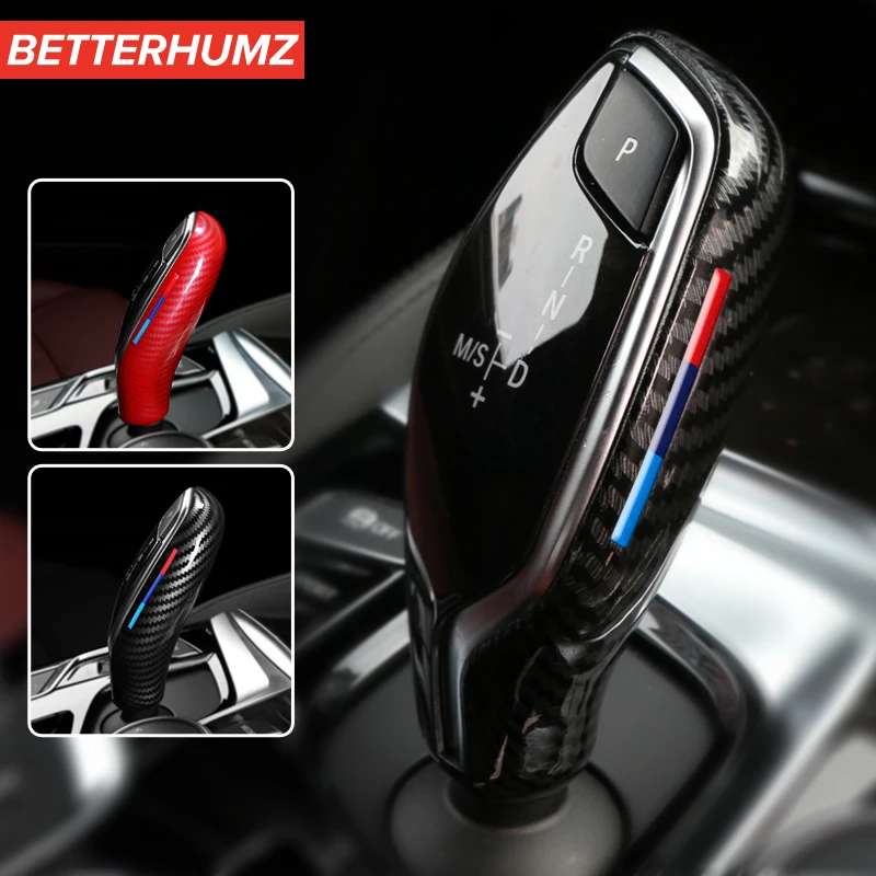 BETTERHUMZ For BMW G30 G11 G01 G02 G32 5 Series X3 X4 6GT Accessories Carbon Fiber Car Gear Shift Knob ABS Cover Frame Sticker
