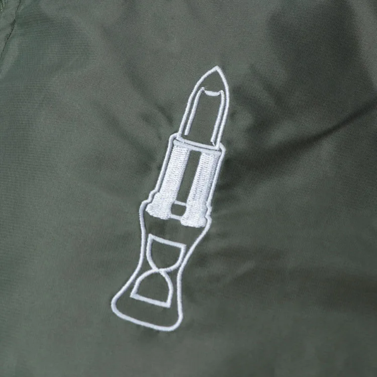 Retro Waterproof Motorcycle windbreaker slim fit embroidery logo green flight jacket bomber