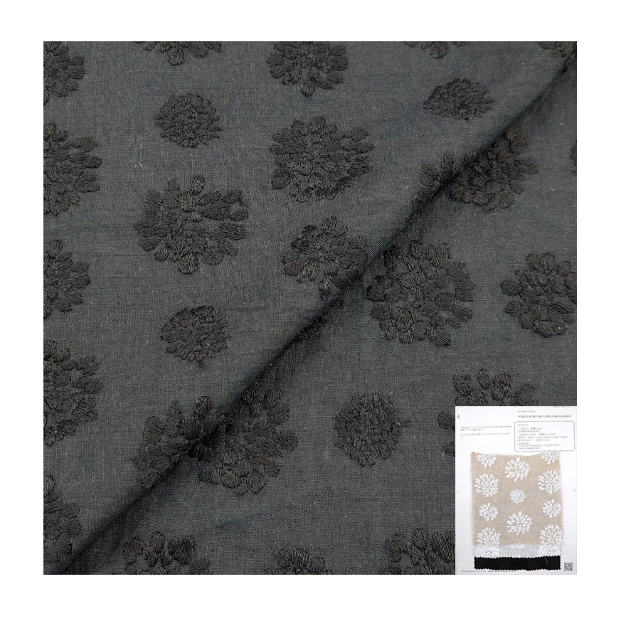 OIKUL0142 Japanese Sustainable 100% linen embroidery fabrics for dresses