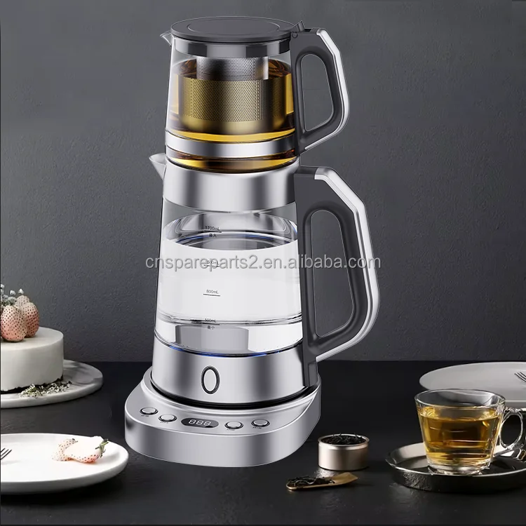 Keep Warm 1.7l+1.0 Capacity Automatic Glass&Stainless Steel Kettle One touch Shut-off Electric Water Boiler Tea Kettles