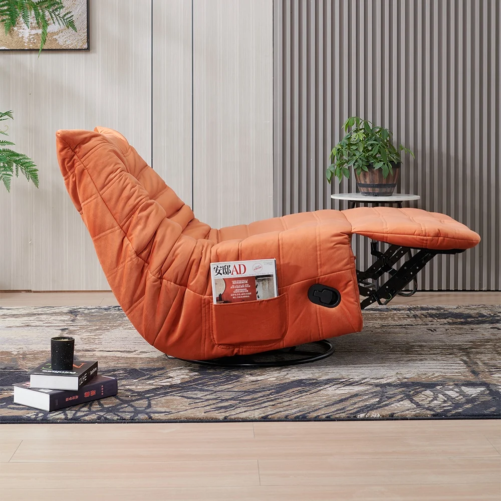 Custom leisure comfortable orange manual restaurant sofa recliner chair sofa for living roomleisure chair