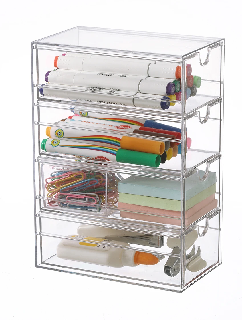Transparent Stackable Plastic Storage Drawers Bathroom Makeup Storage Box Dressers Sinks Kitchen Cabinets