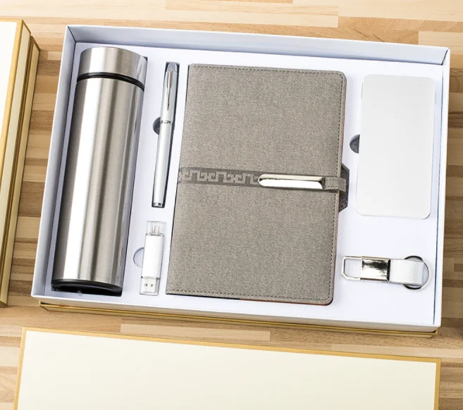 2024 Customized Logo Leather Wireless Charging A5 Pen Mug U Disk Notebook Diary for Automotive Insurance Education Industry