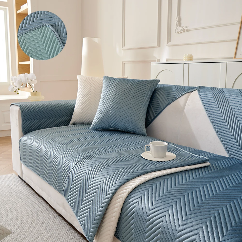 Ultrasonic Embossed Flannelette Sofa Cushion Set 3D Model With High Quality Sofa Cover For Sectional Sofa