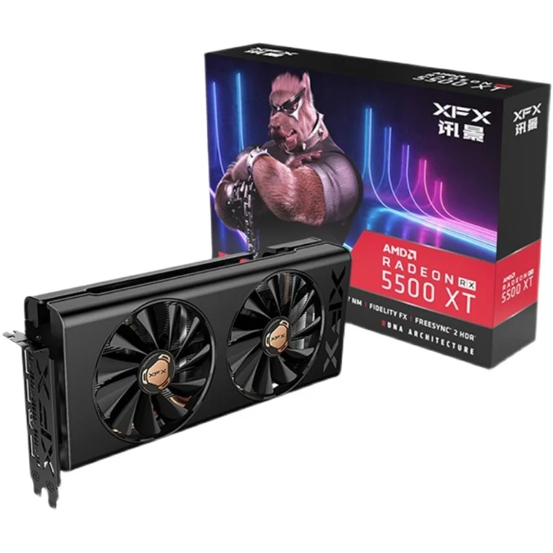 Игровая видеокарта XFX rx 5500xt 8 Гб 128 бит GDDR6 и RX 580 RTX 2060 RX 5500xt 8 Гб 5700xt