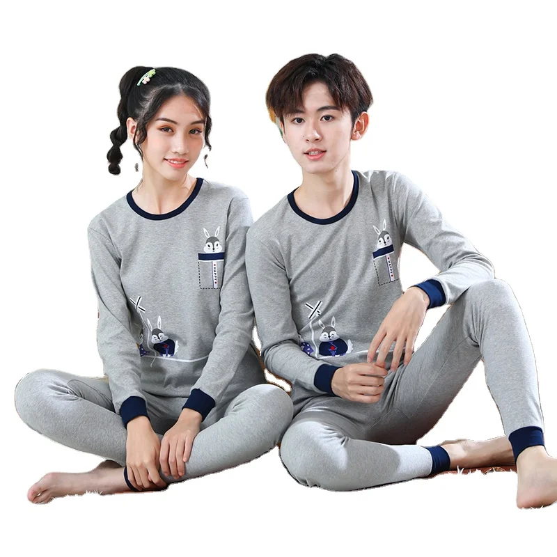 cotton sweater thermal underwear sleepwear suits for children boys girls male female kids sleeping wear breathable sweat pajamas