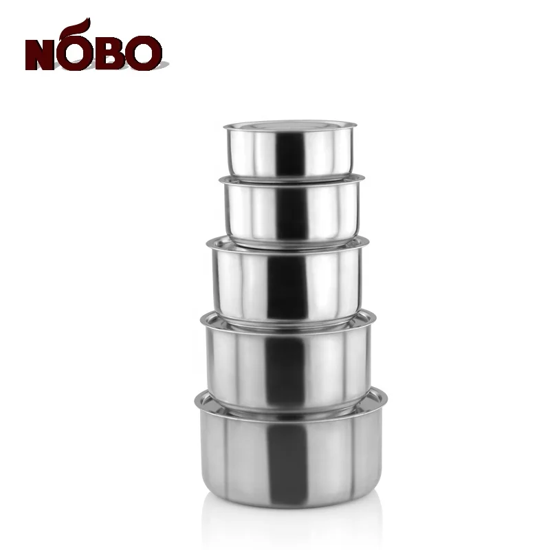 Wholesale Cooking Stockpot Stainless Steel Set of 10 Handi Biryani Cooking Pot with Steel Lids