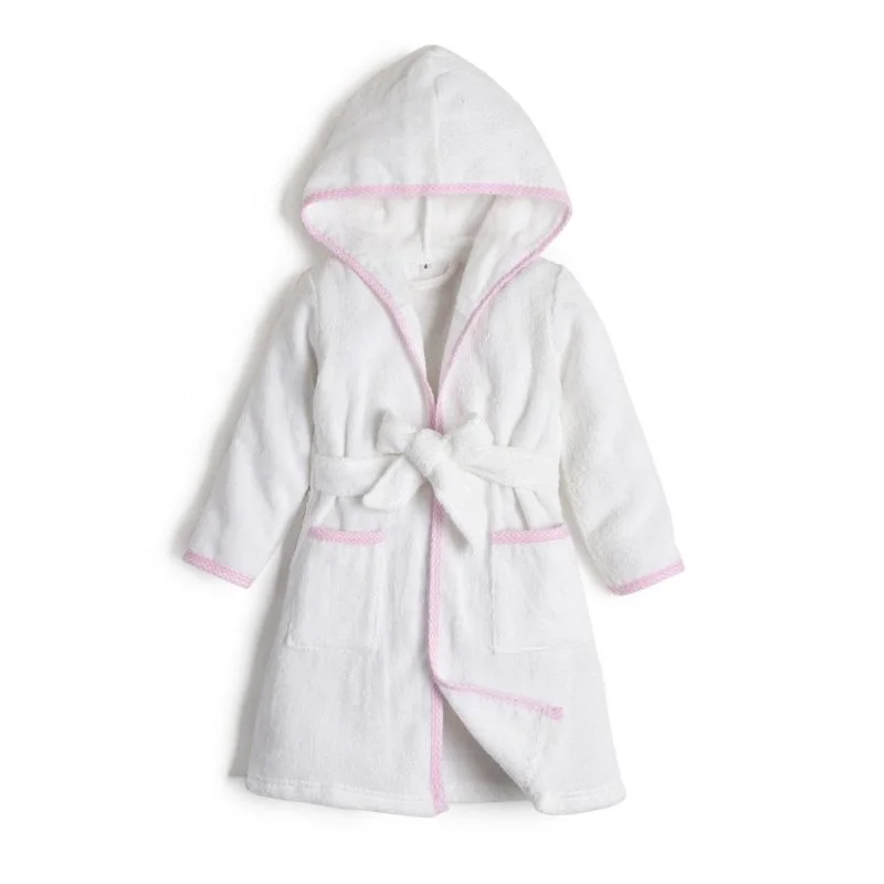 Custom White French Terry Bathrobe Printed Cotton Hooded Pajamas for Boys Girls Hotel Towels Clothes for Baby Sleep Suit