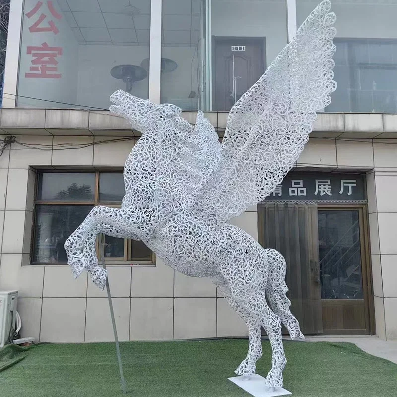 Professional custom made factory wholesale high quality stainless steel white wire horse sculpture images