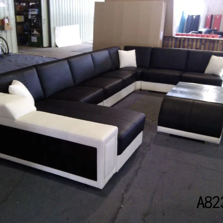 2021 cheap living room furniture sofas, sectionals L shape leather sofa set with costomize material and funciton side table