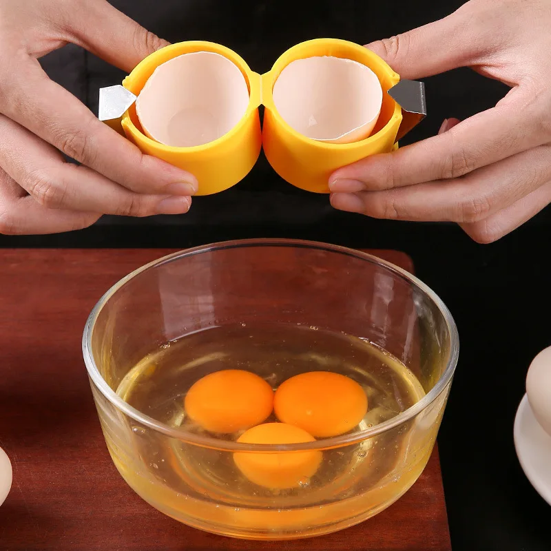 Creative Kitchen Tool Gadget Egg Shell Opener Peeler Breaker Separator Divider Plastic Egg Shell Opener for Hard Boiled Eggs