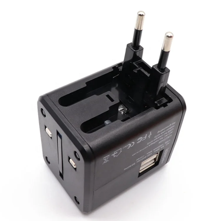 Universal Travel Adapter Electric Plugs Sockets Converter US AU UK EU with Dual USB Charging 2.1A Electrical Power Plug European