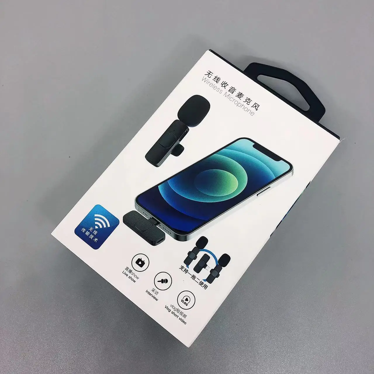 2022 New Mini Mobile Lapel Microphone Live Streaming Vlog  for IOS Android Smartphone Wireless Lavalier Microphone 2 receivers