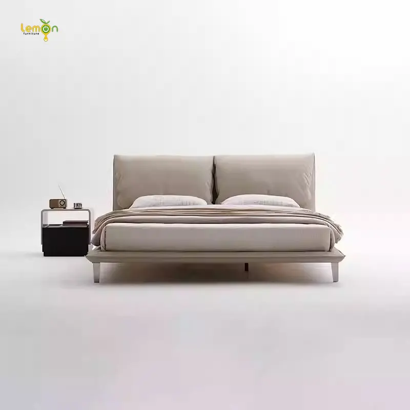Home Cream Style Genuine Leather Internet Celebrity Elephant Ear Suspended Bed Night Light Modern Simple Bed