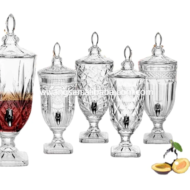 2L 2.5L 4L Glass Storage Beverage Jar Drink Food Bottle Used For Juice Hot Big Volume Container Water Glas with lid and tap