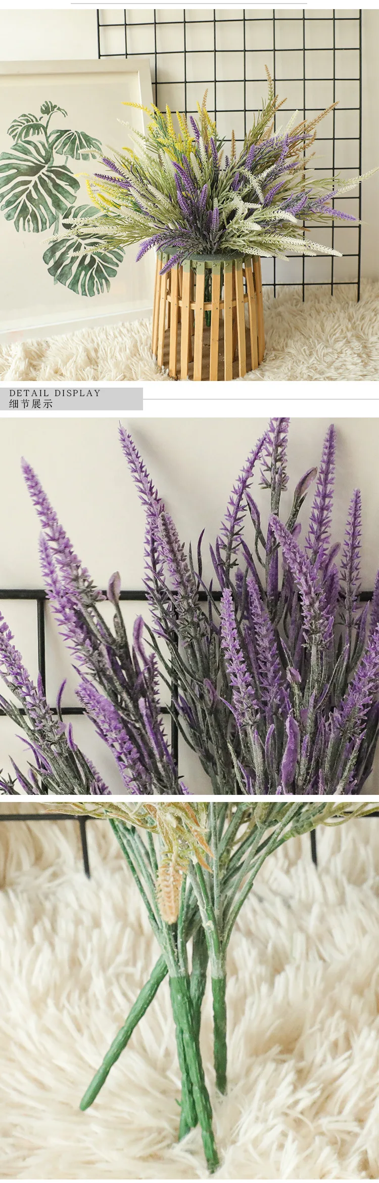 Hot Sale popular Pinrui High Quality Plastic Artificial flower Lavender for Home plant decoration