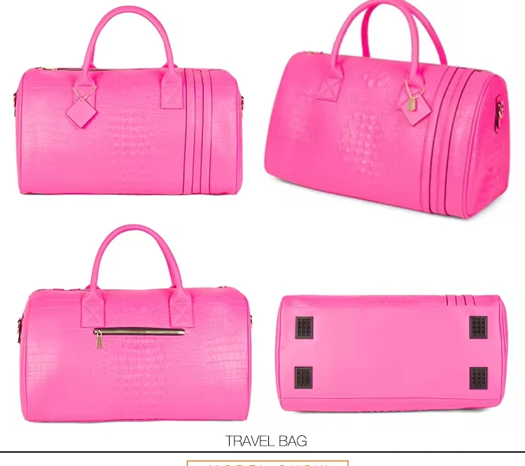 New Fashion Custom Logo Red Snakeskin Vegan Leather Luggage Duffel Bags Men Big Custom Travel Bag Set