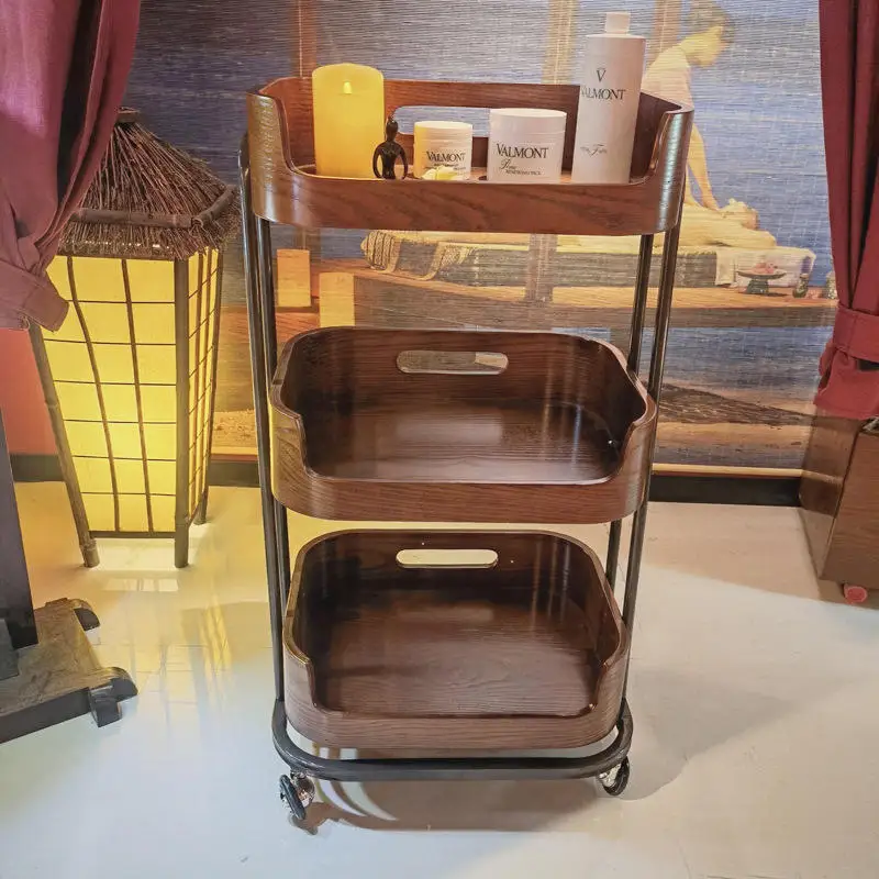 Хит продаж, 3-ярусная тележка для спа-хранения, деревянная тележка для косметических инструментов