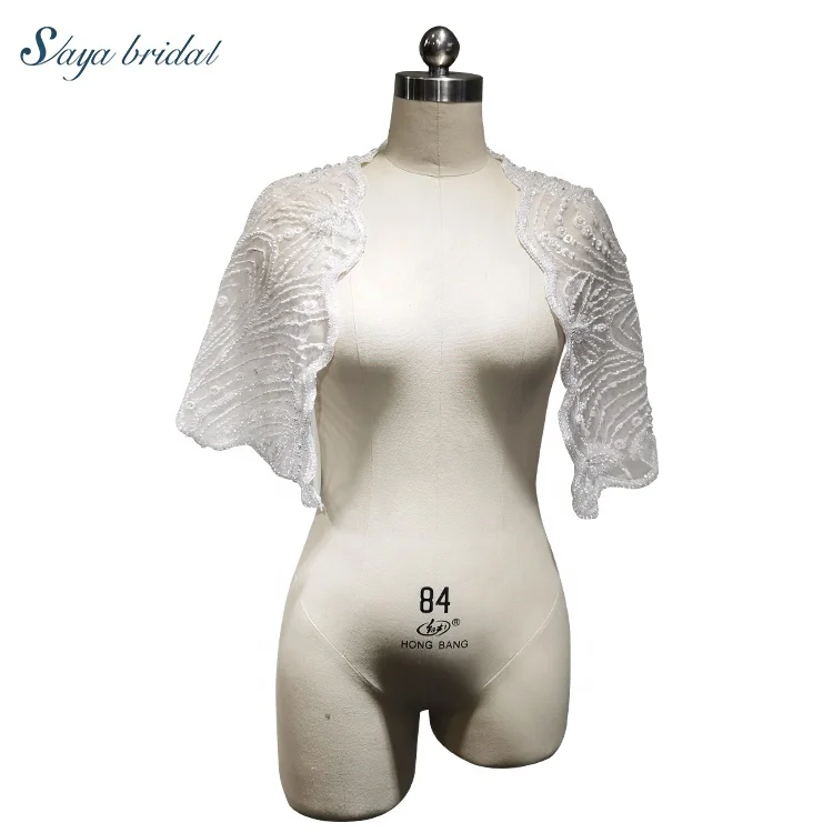 
Hand made embroidery and beaded with sequins wedding dress use bridal jacket 