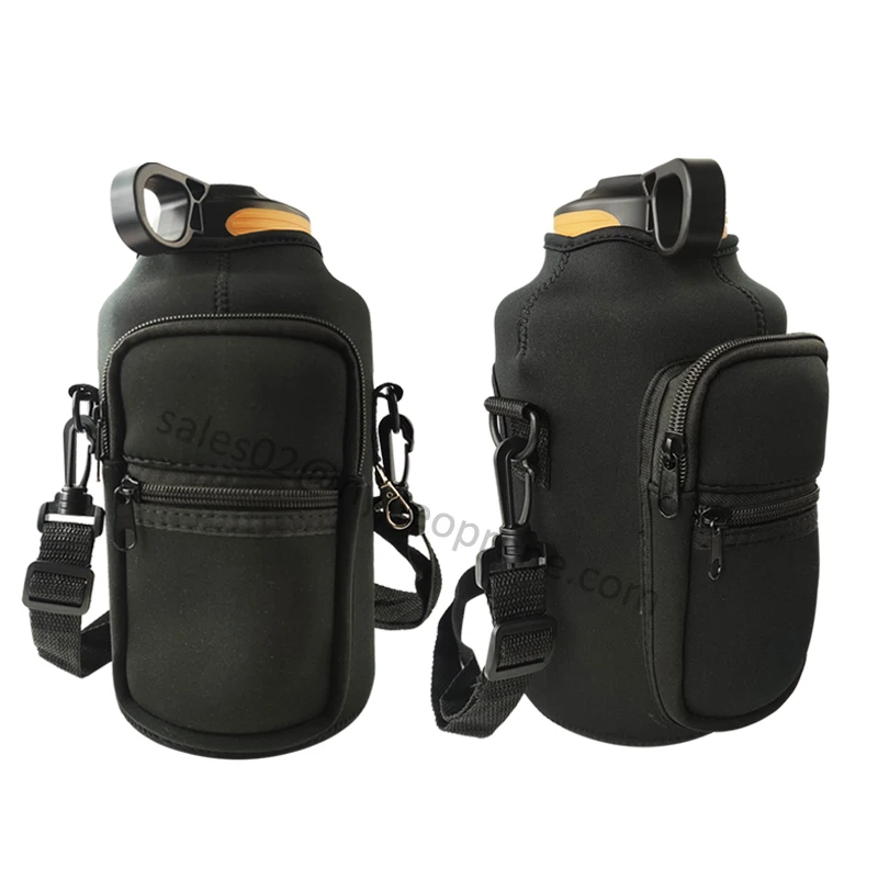 Персонализированные неопреновые многоразовые спортивные бутылки для воды спортзалов кармашки сумка кувшин на половину галлона рукав с водой ремешком переноски