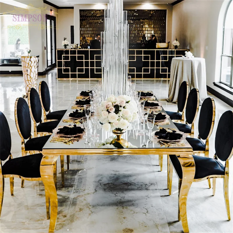 Modern Stainless Steel Dining Table for 10 for Hotel Wedding Party Outdoor Banquet Living Room Most Popular for Events