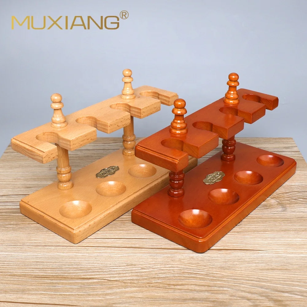 3/4/5 Seat Straight Wooden Tobacco Pipe Rack Custom Logo  Premium Smoking Pipe Holder