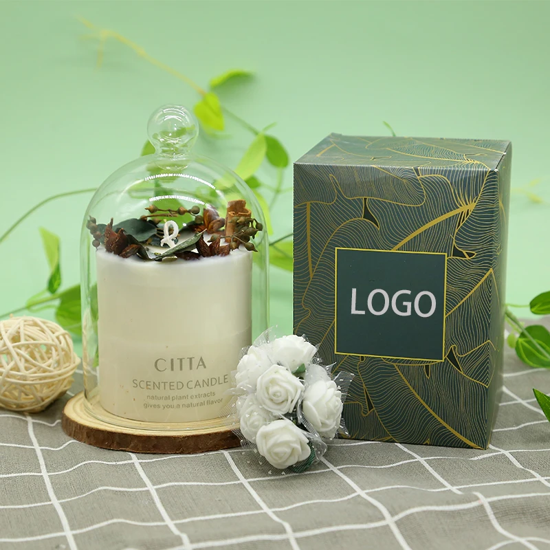 Wholesale 100% natural soy scented candle in glass candle jar with lid