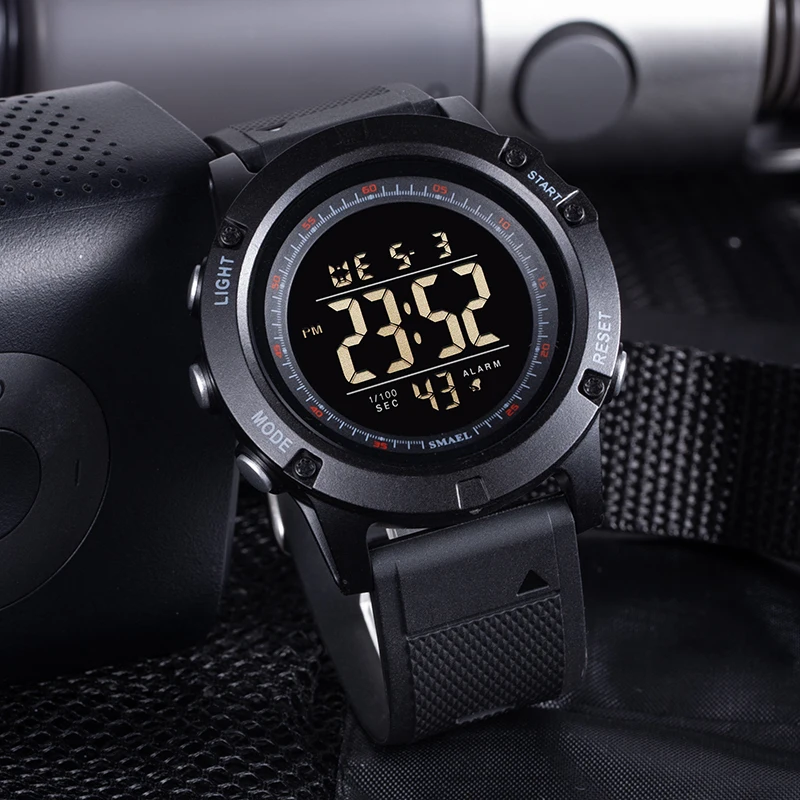 New Arrival Black Gents Digital Watch Activity Silicone Strap Water Resistant Sports Digital Hand Watch
