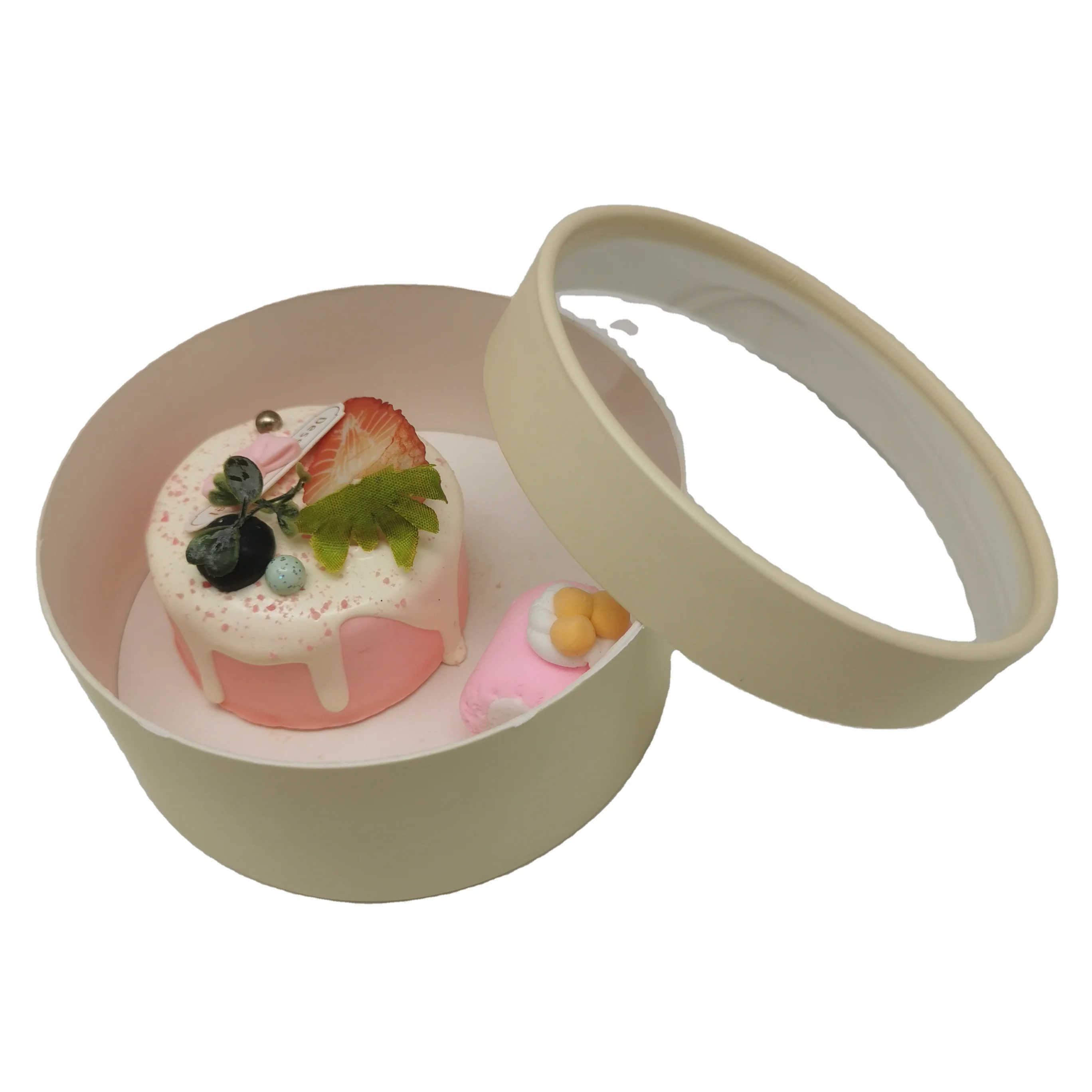 custom round dessert brownie basque cake packaging box with clear window