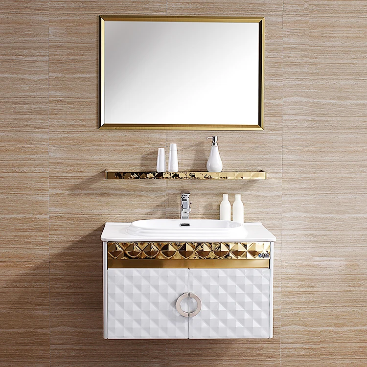 High End Luxury Pedestal Sink Bathroom Vanities Modern Marble Wall Hanging Bathroom Vanity Cabinet