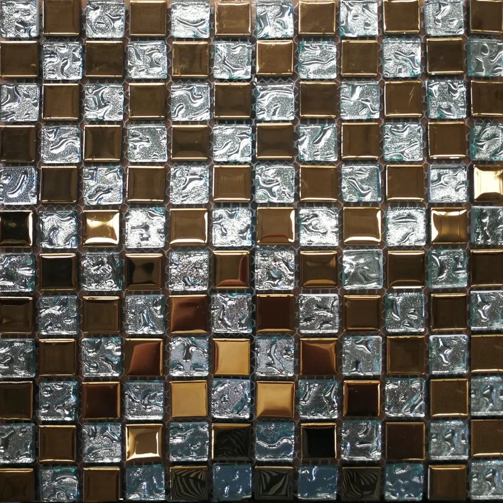wholesales glittery glass mosaic tile self adhesive mix color mosaic wall tile for ktv and shower room
