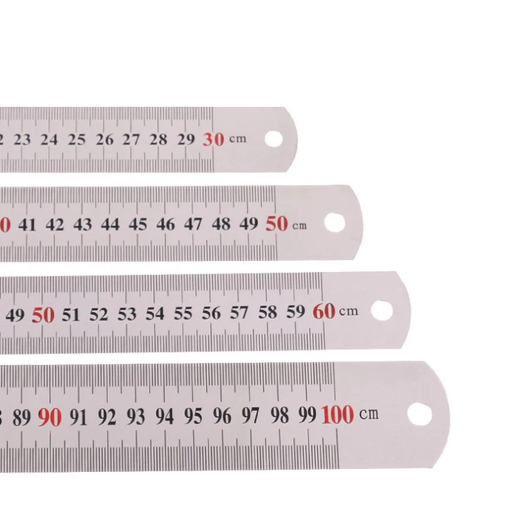OEM Stainless steel metal ruler 15 20 30cm aluminum alloy ruler set double-sided scale measuring ruler office stationery