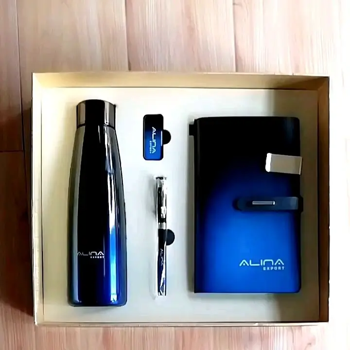 4 in 1 Annual Luxury Business Power Bank New Promotion Corporate Gift Set Kit with Vacuum Cup