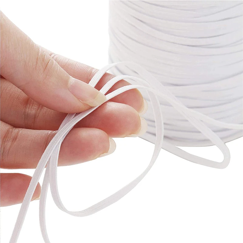 3mm 5mm flat black white nylon spandex earloop cord band elastic band for facemask earstring