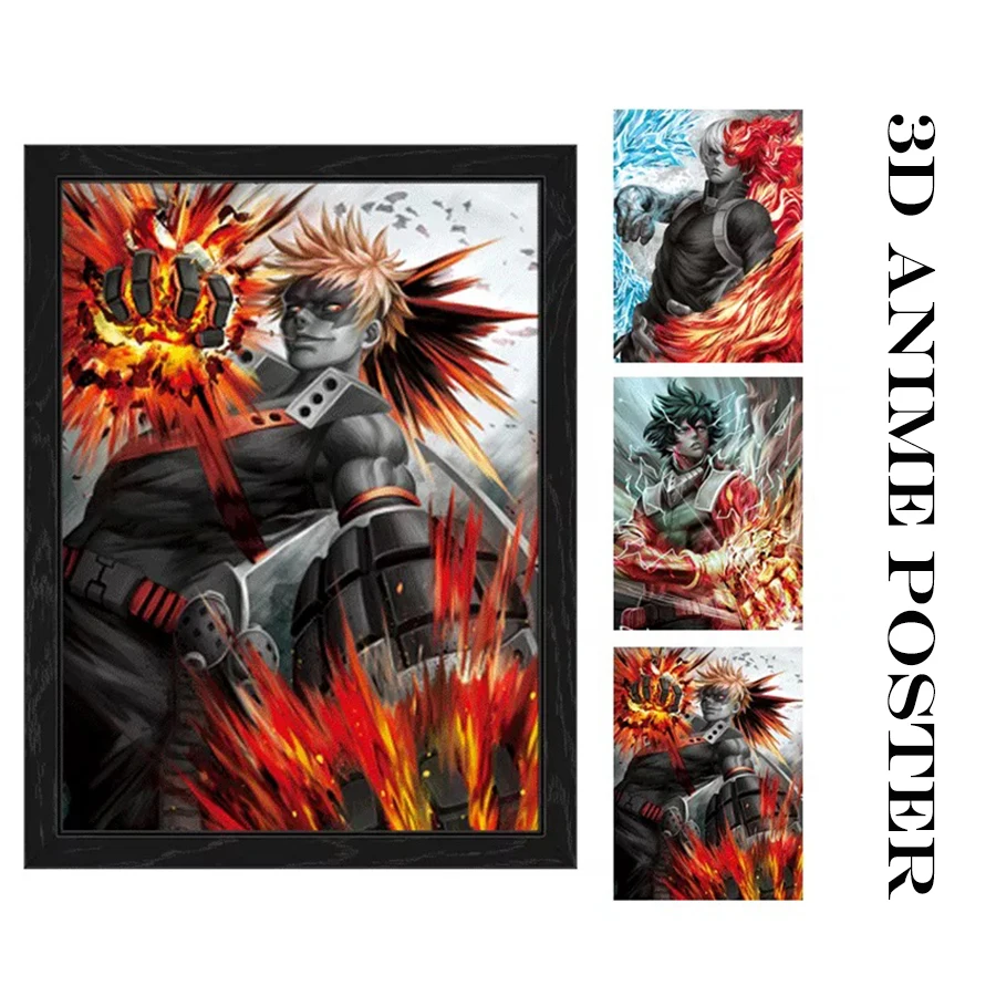 Wholesale Anime Printed Narutos Dragon Ball One Piece Wanted Demon Slayer Poster 3D Flip Lenticular Anime Poster