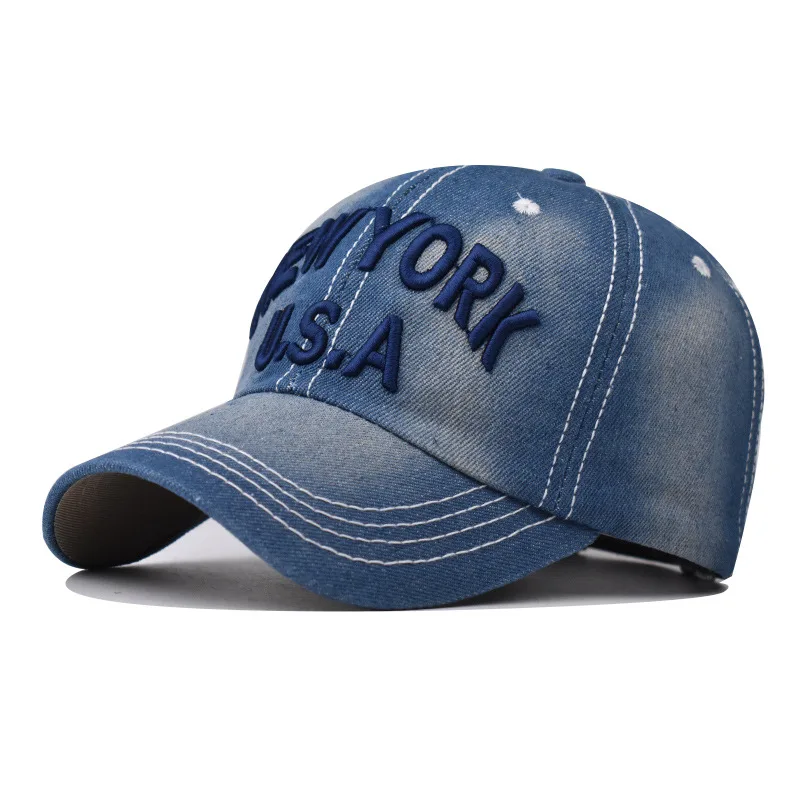 USA cowboy contracted water big embroidery NEW YORK baseball cap