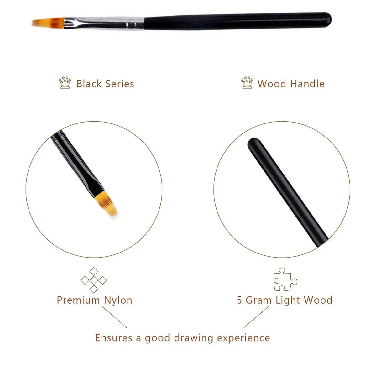 1PC Gradient Bloom Nail Art Painting Brush Black Wood Handle Nylon Hair Ombre Brush